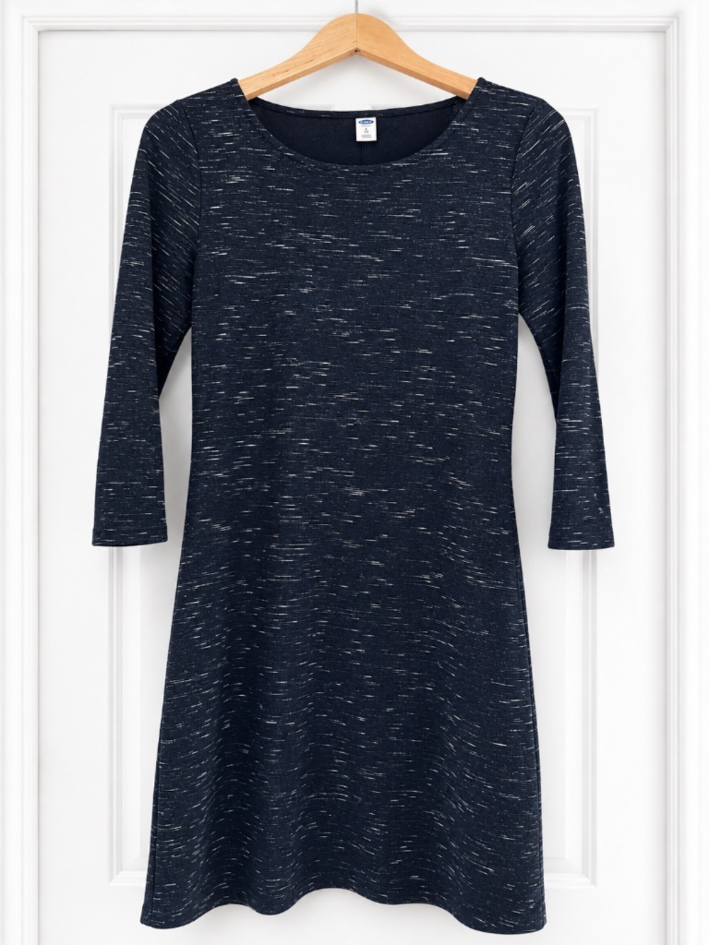 Old Navy Black Space Dye 3/4 Sleeve Swing Dress